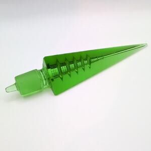 Vintage Hoya Green Crystal Pagoda Inverted Cut Bottle Large Perfume Stopper 8in